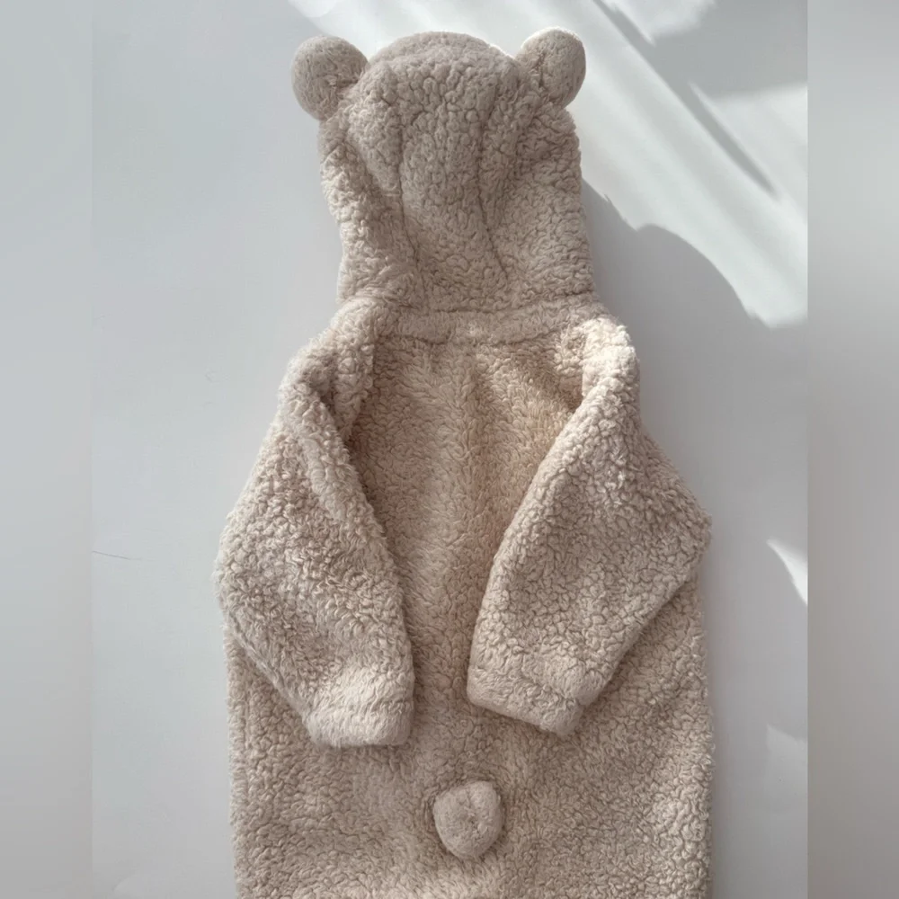 Newborn Cozy Bear Ear Sherpa Baby Onesie​